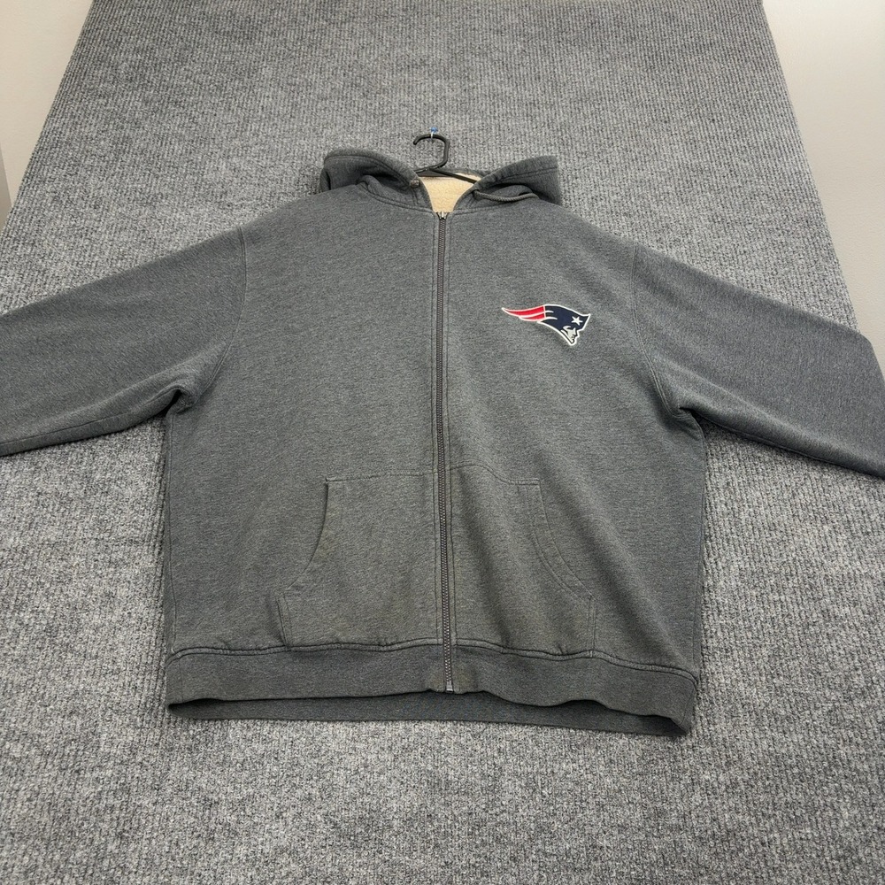New England Patriots NFL Pro Line Hoodie Mens XL Grey Cotton Sherpa Lined Zip Up